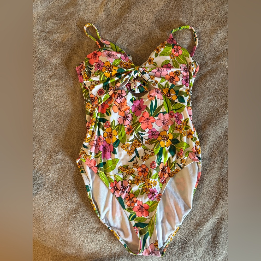 Time and Tru Kids Floral One Piece - Pink, Yellow, Green